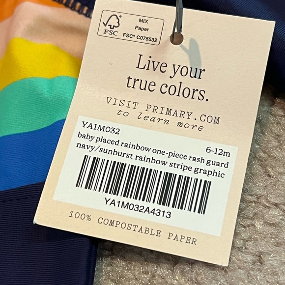 NWT Primary Rashguard—navy with rainbow banner (6-12 mo) - Picture 3 of 3